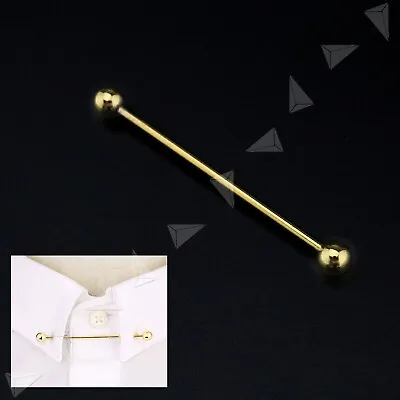 Men Necktie Shirt Collar Pin Gold Round Ball End Tie Clip Clasp Pin Bar Brooch • £5.06