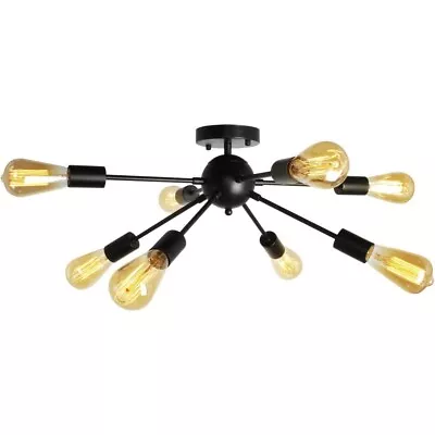 8 Arms Mid Century Modern Black Sputnik Chandelier Lamp Starburst Ceiling Light • $18