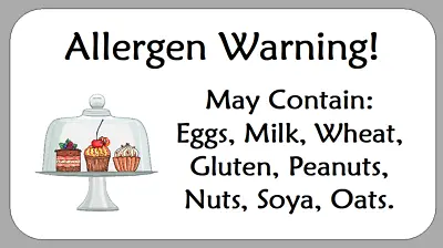 Mini Cupcake Cake Allergen Warning Stickers Small Food Allergy Content Labels • £2.70