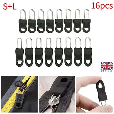 16x Universal Metal Zipper Fixer Slider Puller Zip Replacement Head Repair UK • £5.99