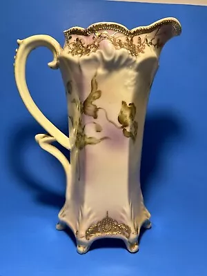Antique Hand Painted Pitcher Vase With Heavy Gold Gilding Mikado Japan • $165