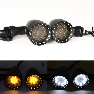 2x White+Yellow LED Mini Bullet Turn Signals Indicator For Harley Cruiser Bobber • $21.52
