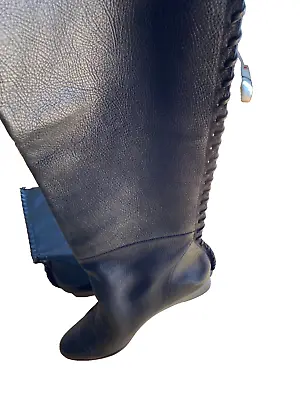$230 Michael Kors Alderwood Black Genuine Leather Wedge High Boots Womens Sz 8.5 • $99.99