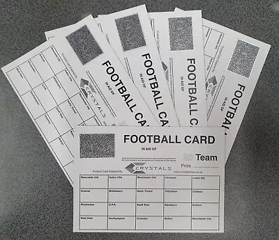 5 -10 - 20 - 50 Football Charity Fundraising Scratch Cards 20 Teams Social Clubs • £1.65