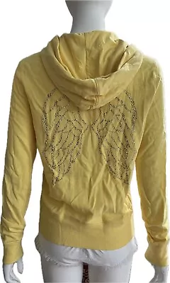 Victoria’s Secret Hoodie Wings Bling Rhinestone Supermodel Vintage Yellow M NWT • $44.49