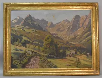 Oil Painting By Leopold Beran Mountain Range Landscape Newcomb Macklin Frame • $1500