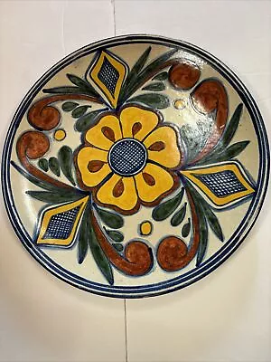 Vintage Mexican Folk Art Pottery Clay ~Plate/Handpainted Wall Hanging • $24.99