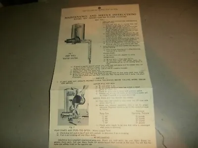 Vintage Myers HN Water Pump Maintenance Service Instructions Card • $12.99