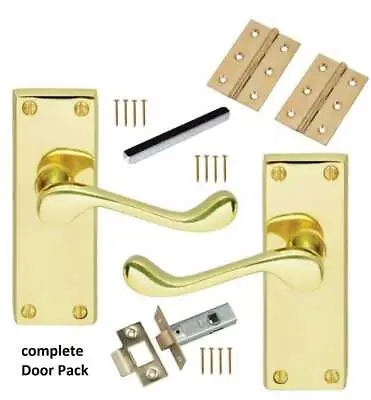 £9.42 • Buy Lever Latch Door Handles Brass Finish VICTORIAN SCROLL INTERIOR Full Door Pack