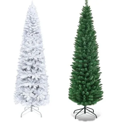 £39.99 • Buy Slim Christmas Tree Pencil Pine Artificial Bushy XMAS Decoration 4FT 6FT 7FT 8FT