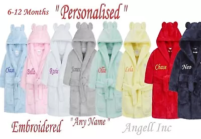 Personalised Baby Robe Bath Embroidered Dressing Gown Boy Girl Gift Crown Soft • £14.88