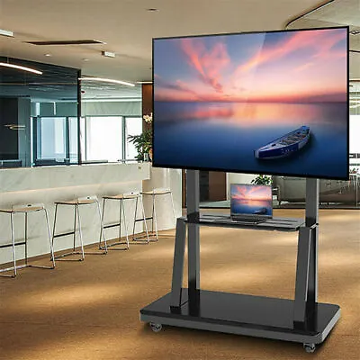 Solid Mobile TV Trolley Rolling TV Floor Stand Mount Up 100  Screens Smartboard • £125.91