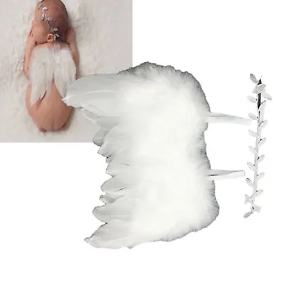 Newborn Baby Photography Props Angel Feather Wing Headband Set Feat • $6.84