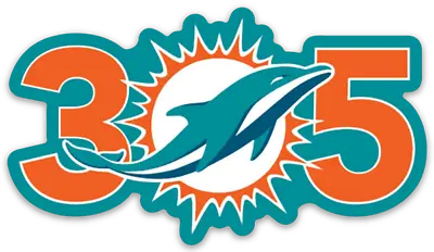 Miami Dolphins Logo Type With Dolphin Sunburst 305 Area Code NFL Die-Cut MAGNET • $5.49