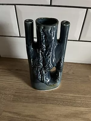 £14 • Buy Pottery - Blue Glazed Chimney Vase 3 Hole 2 Stem Unusual