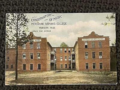 CONSERVATORY OF MUSIC MERIDIAN MISSISSIPPI MS Vintage Postcard LAUDERDALE COUNTY • $9.99
