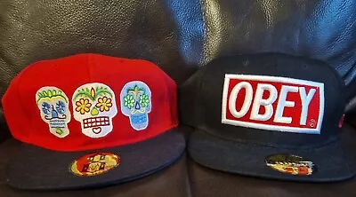 OBEY Black/Red Snapback Cap & REBEL8 Snapback Cap Mens - One Size • £12.99