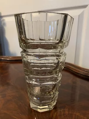 1930s MOSER Hoffman 8 1/8” Art Glass Faceted Cut Clear Crystal Vase • $75