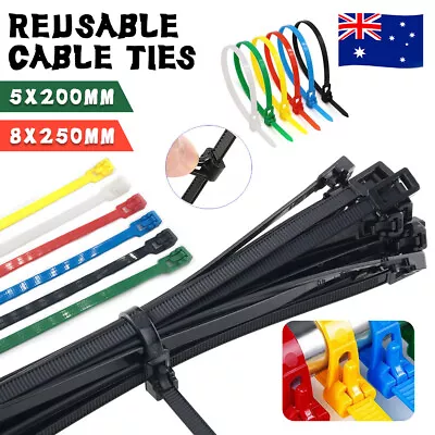 10-100pcs Cable Ties Zip Nylon Plastic Releasable Reusable Wraps Ratchet Wire AU • $6.99