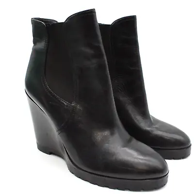 MICHAEL Michael Kors Wedge Ankle Boots Womens Black Leather Wedge Bootie 10M • $38.35