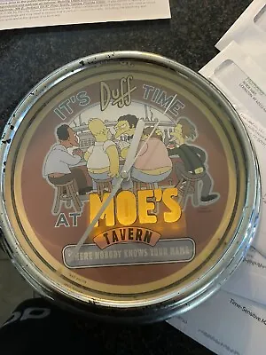 Vintage 2001 The Simpson's Wall Clock -It's Duff Time At Moe's Tavern~Time/Light • $30