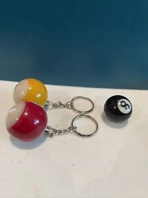 Billiards 9 & 15 Ball Keychains /Fob With 8 Ball Miniature Size Ball • $15