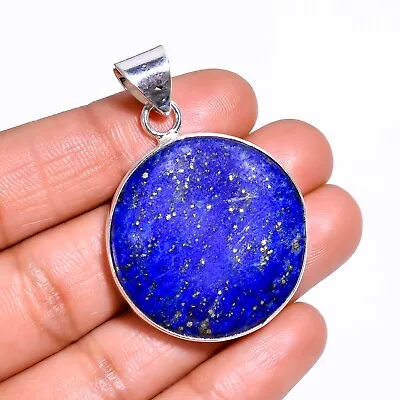 Lapis Lazuli Pendant Handmade Round Lapis Lazuli 925 Sterling Silver A-49 • $14.96