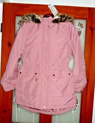 ***Brand New With Tags Girls Dusky Pink Hooded Parka ***  Various Ages In Stock • £8.99