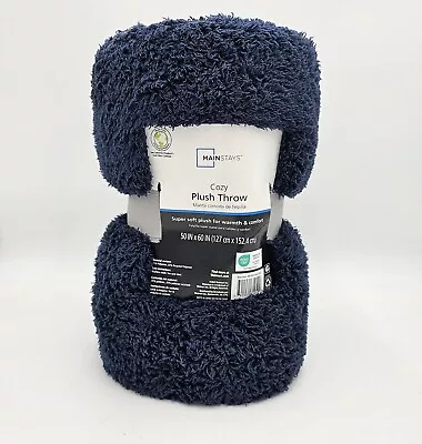 Mainstays Cozy Plush Throw Blanket Warm Comfortable Blue Size 50 In X 60 In • $13.99