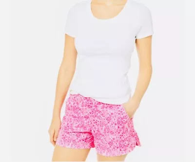 Lilly Pulitzer LARGE Pink Shandy INVEST A GATOR  OCEAN VIEW SHORTS PullOn 5  • $39.99