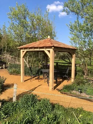 2.5 X 2.5m Oak Gazebo With Cedar Shingles Roof • £3801