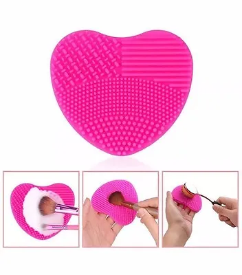 MAKEUP BRUSH CLEANER Heart Shape Scrubber Cosmetic Cleaning Silicone Foundation • $5.20