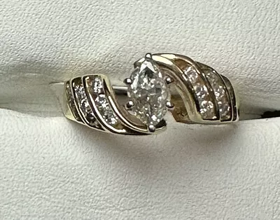 Elegant 14k  Marquise Diamond Ring - Engagement Wedding Cocktail & Appraisal • $1300