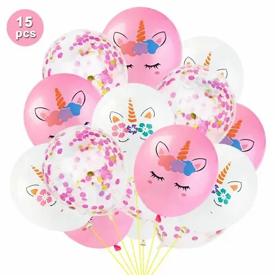 15PCS NEWEST Unicorn 12  Latex Balloons Birthday Party Decorations Girls Magical • £3.89