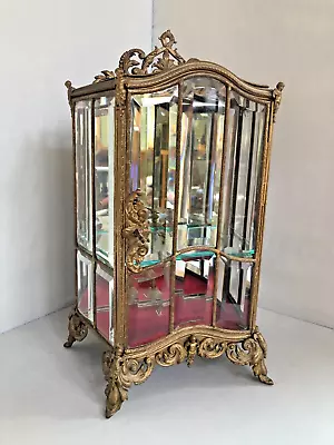 Antique French Figural Table Top Beveled Glass Display Cabinet With One Shelve • $1200