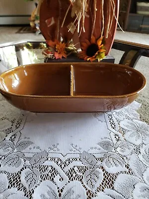 Vintage McCoy MCP Brown Drip Divided Serving Dish 7038 Made In USA • $8