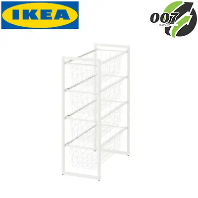 IKEA JONAXEL Storage Combination White 4 Shelving Wire Basket Storage Organizer • £53.48