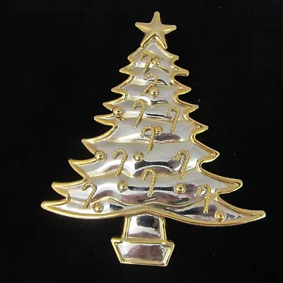 Large Vintage Mixed Metal Candy Cane Christmas Tree Brooch Pin Pendant Combo • $15.29