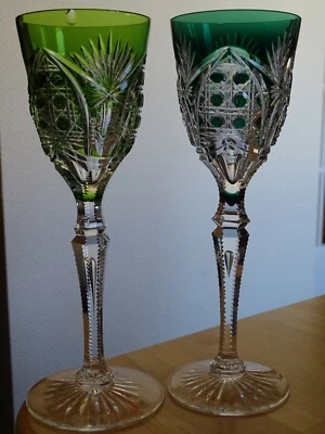 $80 • Buy TWO ROEMER WINE GLASS CRYSTAL VAL SAINT LAMBERT RICHEPIN Signed Defaut