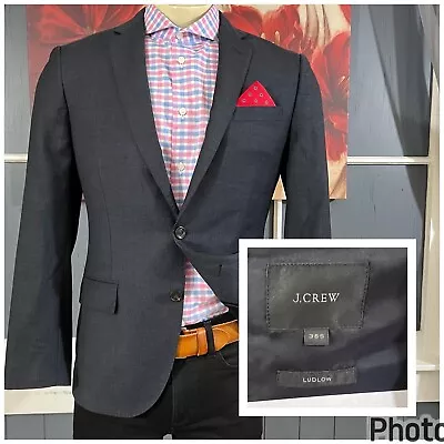 J Crew Ludlow Blazer Men 38S Short Wool Heather Dark Gray Sport Coat Suit Jacket • $89