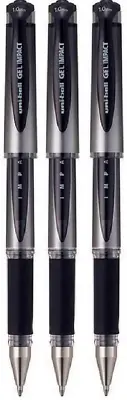 Uni Ball Black Capped UM-153S Gel Impact Rollerball Pen Ball Point Pens Broad Of • £10.72