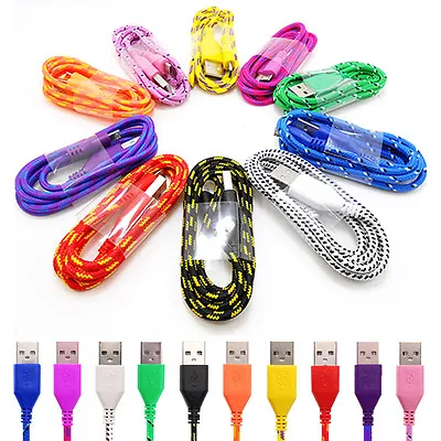 Nylon Braided Micro USB Charger Data Cable For LG V10 G4 G3 G2 Nexus 5 4 • £3.44