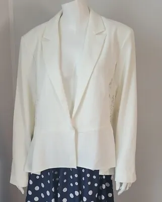 New York & Company Womans Sz. XL Blazer Single Button Lace Detail Off White NWT • £27