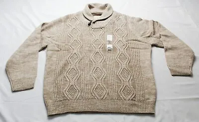 Weatherproof Vintage Men's Fisherman Shawl Sweater DM9 Light Khaki Size 2XL NWT • $25.49