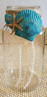 Mason Jar Vase Wedding Centerpiece Seashells Starfish Centerpiece  Beach Wedding • $12.99