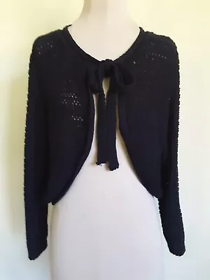 NWT Elle - Black Open-Knit- Bolero/Shrug Sz XL- 3/4 Sleeves . Has Tie. List $54 • $24.50