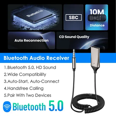 Wireless Bluetooth Receiver USB Dongles Car AUX 3.5mm Transmitter Adapter Cable • $11.99