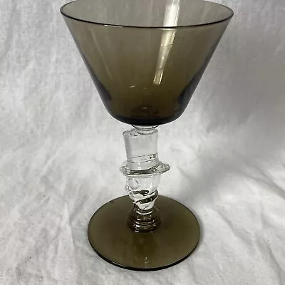 $19 • Buy Vintage Morgantown Knickerbocker Hotel Top Hat Stem Cordial Glass Brown Chipped