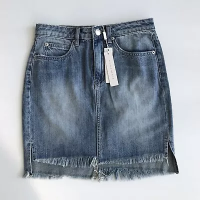 NWT Decjuba Faded Blue Denim Luxe Mullet Hem Skirt Size 8 RRP $79.95 100% Cotton • $22.60