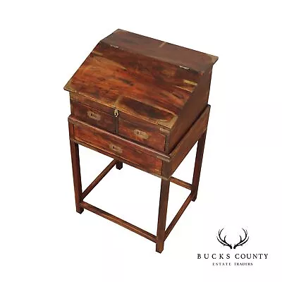 Antique Campaign Hardwood School Master's Writing Desk • $1495